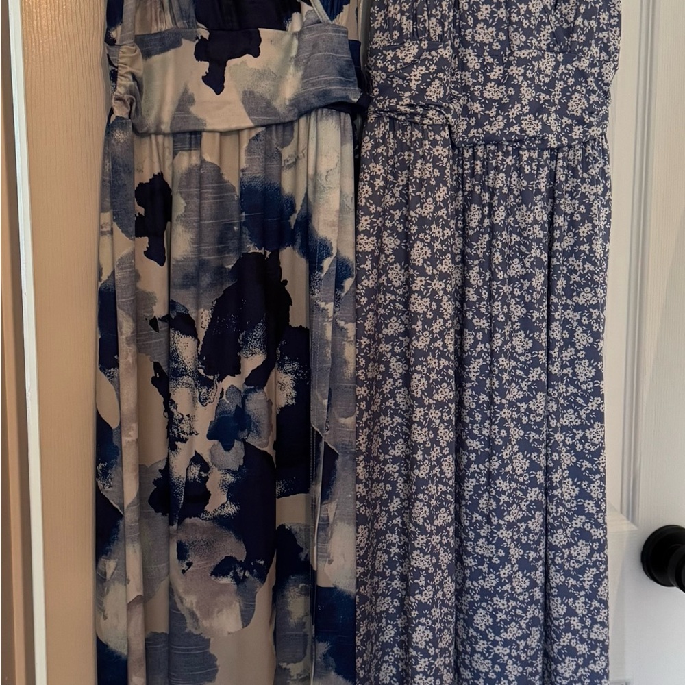 Blue and White Maxi Dresses